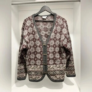 Vintage H&M WOMAN COLLECTION 100% Shetland Wool Nordic cardigan Large bradenburg
